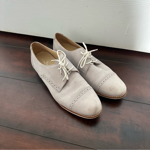 Size 9 Cole Haan Leather Oxford Toe Cap Grey Shoes - Picture 1 of 8